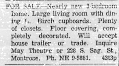 May Theatre - April 1958 Ad (newer photo)